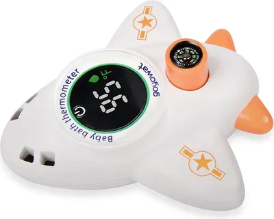Produktbild von Baby Badethermometer mit Temperaturanzeige, Schwimmendes Flugzeug Spielzeug, Wasser- und Raumtemperatur Messung