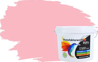 Produktbild von RyFo Colors Bunte Wandfarbe Manufakturweiß Rosa 3l - weitere Rot Farbtöne und Größen erhältlich, Deckkraft Klasse 1, Nassabrieb Klasse 1