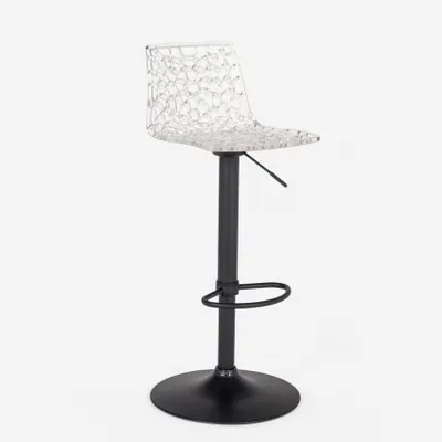 Image de Tabouret de bar réglable avec base noire mate Grand Soleil Spider Matt - Transparent