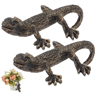 2er-Set antike Gecko-Pflanzentopf-Umklammerung, Harz, 11 cm