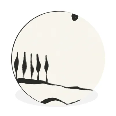 Produktbild von MuchoWow® Aluminium Wandkreis Landschaft - Abstrakt - Schwarz und weiß Ø 90 cm Wanddeko Modern Wohnzimmer - Mauerkreis - Wandbilder - Runde Bild - Bild aus Aluminium - Schlafzimmer - Wohnzimmerdekoration - Wand Dekoration