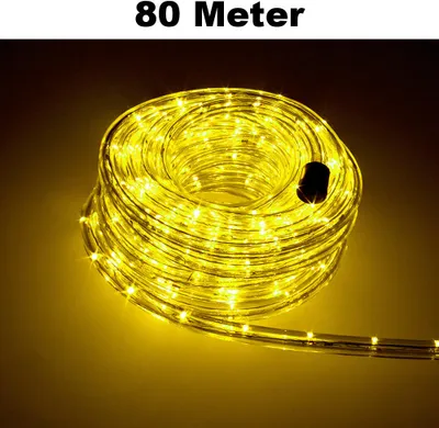 Produktbild von Trade-Shop LED Lichtschlauch Komplett Set mit Zubehör Lichterkette Beleuchtung Gelb 80 Meter F3 LED für Drinnen/Draußen Weihnachten Beleuchtung Dekoration Lichterschlauch