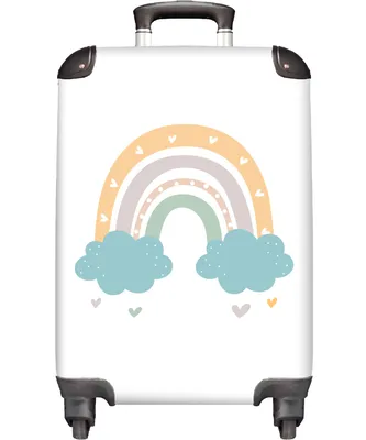 Obrázek produktu pro NoBoringSuitcases.com® Kufr Příruční zavazadlo Kufr na kolečkách Malý cestovní kufr na 4 kolečkách - Rainbow - Girls - Hearts - Pastel - Cabin Size < 55x40x23 cm & 55x40x20 cm - Foto kufr - Cabin kufr - Board luggage - Dětský kufr - Dětský vozík.