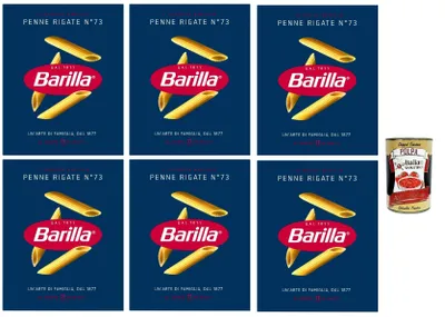 Produktbild von Barilla Penne Rigate N.73 – 6×500 g Hartweizen-Pasta mit Rillen, ideale Saucenhaftung, al dente in 11 Min., hergestellt in Italien, Familien-/Vorratspack + Italian Gourmet polpa