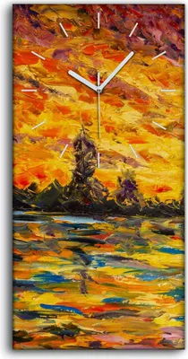 Produktbild von Leinwand Wanduhr Wandkunst Uhr 30x60 Bild Abstrakte Herbst Malerei Kunst - weiße Hände