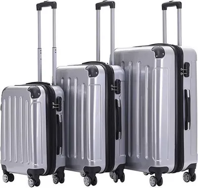 Produktbild von Trolley-Koffer-Set 3-tlg. - Light - XL-Volumen - 4 Rollen - Dehnfalte - 75, 63, 55cm - Silber