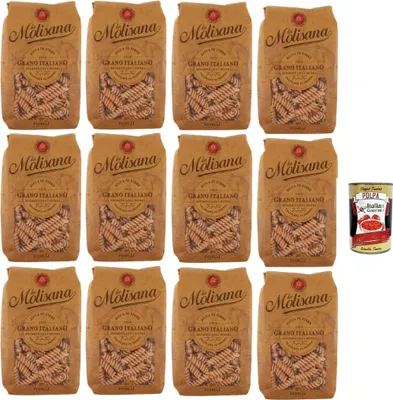 Produktbild von La Molisana Pasta Integrale Fusilli n°28 Vollkornnudeln Vollkornpasta,100% italienischer Weizen,Bronzepaste 12x 500g Packung + Italian Gourmet Polpa 400g