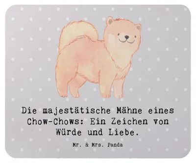 Produktbild von Mr. & Mrs. Panda Mousepad Chow-Chow Mähne - Grau Pastell - Geschenk, laptop, Hundezucht, Mauspad, treue Freunde, Hund, Mouse Pad, Hunderassen Vielfalt, Hunde, Hunderasse