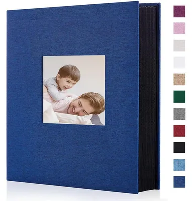 Productafbeelding van Fotoalbum, linnen, 400 foto's, 10x15 cm, blauw, harde kaft met venster
