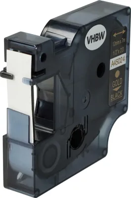 Produktbild von vhbw Schriftband-Kassette kompatibel mit Dymo LabelManager 100, 210D, 120P, 200, 260P, 280, 100 Plus, 160 Etiketten-Drucker 7m x 12mm Gold auf Schwarz