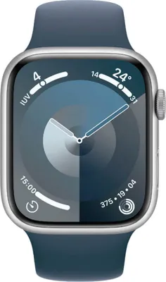 Produktbild von APPLE Watch Series 9 GPS + Cellular 41mm Silver Aluminium Case with Storm Blue Sport Band