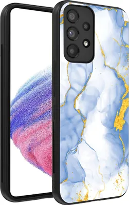Produktbild von Smartphonica Handytasche passend für Samsung Galaxy A53 5G mit Hellblau Gold Marmor Print - TPU Backcover Case Hellblau Gold Marmor Design