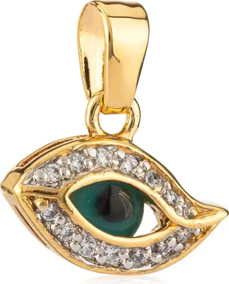 Produktbild von Auge Der Fatima Kettenanhänger Zirkonia 750 Gelbgold Vergoldete Nazar-Amulett 3029