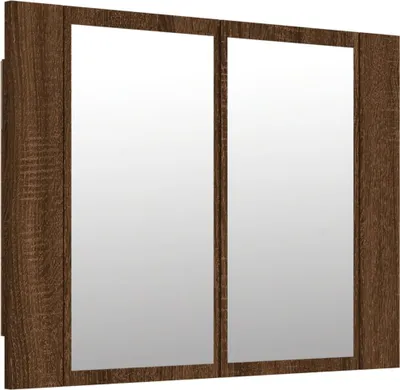 Produktbild von vidaXL LED-Spiegelschrank Braun Eichen-Optik 60x12x45 cm Holzwerkstoff