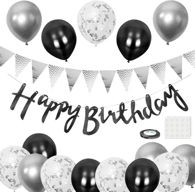 Productafbeelding van Set van 15 ballonnen met confetti, metallic, voor verjaardecoratie
