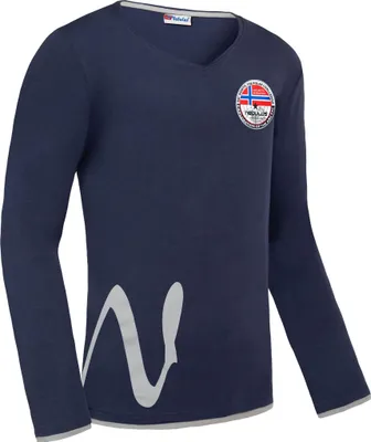 Zdjęcie produktu dla Nebulus longsleeve VEIT męski, koszula casual, dekolt V, P5371 - Mężczyźni, granatowy, M