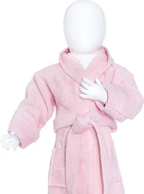 Produktbild von Unyqoos® Baby-Bademantel 80/92 – Hellrosa, 100% gekämmte Baumwolle, Velours-Finish, Kapuze, 55 cm, hohe Saugkraft