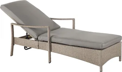 Produktbild von BELIANI Gartenliege grau Rattan inkl. Auflage verstellbar