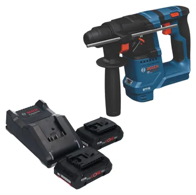Image de Marteau perforateur sans fil Bosch GBH 18V-18 Professional 18 V, 1,5 J, SDS plus, sans balais + 2 batteries ProCORE 4,0 Ah + chargeur