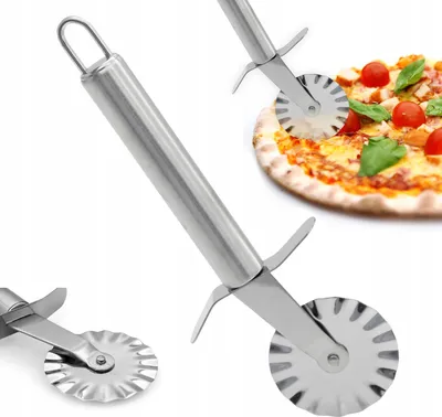 Zdjęcie produktu dla Radełko Nóż do Ciasta Pizzy Okrągły 20,5cm Nierdzewny Obrotowy