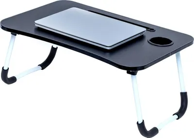Obrázek produktu pro Rozkládací stolek na notebook Intirilife v černé barvě o rozměrech 60 x 40 x 28 cm - čtecí stolek na snídani s deskou na knihy do obývacího pokoje do postele, domácí kanceláře a na cesty