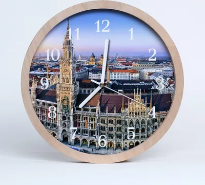 Produktbild von Holzuhr 30fi cm wanduhr - Stadtgebäude