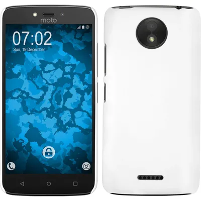 Produktbild von PhoneNatic Case kompatibel mit Lenovo Moto C Plus - Hülle weiß gummiert Hard-case + 2 Schutzfolien