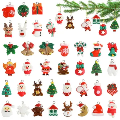 Immagine prodotto di Mini decorazioni natalizie, 36 pezzi. Mini ciondoli in resina per l'albero di Natale