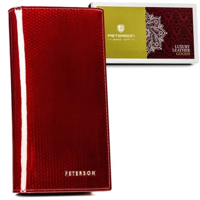 Obrázek produktu pro Peterson dámská peněženka s RFID, vertikální, červená lakovaná kůže 19x10 cm