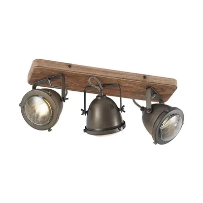 Produktbild von Lindby Deckenspot Farovi, schwarz, 44 cm, 3-flg., Holz, GU10