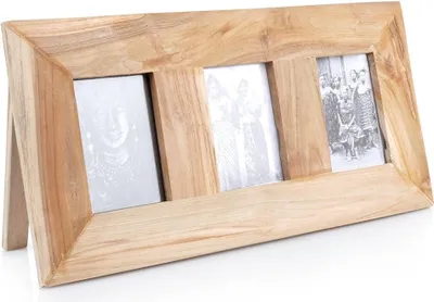 Produktbild von Fotorahmen aus Teakholz für 3 Fotos 55 x 28 cm