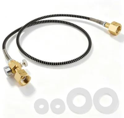 Gasschlauch 1 m, W21.8×1/14", 300 bar, mit Manometer
