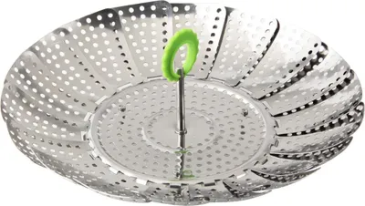 Produktbild von Fackelmann Dünsteinsatz Ø 24 cm, Dampfeinsatz, Dampfgareinsatz Kochtopf, Siebeinsatz für schonendes Dampfgaren, für gesundes, zart gegartes Gemüse (Farbe: Silber/Grün)