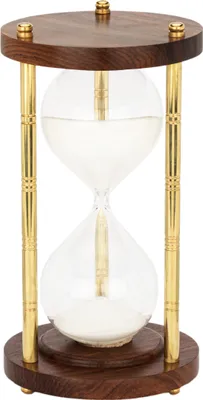 Produktbild von NKlaus Nautische Sanduhr 3 Säulen Messing/Holz 60min. 23x12,5cm Maritime Dekoration 14995