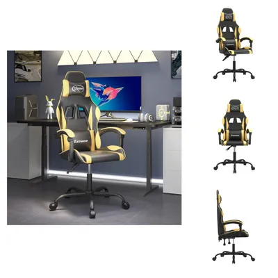 Produktbild von vidaXL Gaming-Stuhl Schwarz und Golden Kunstleder -  Gaming-Sessel