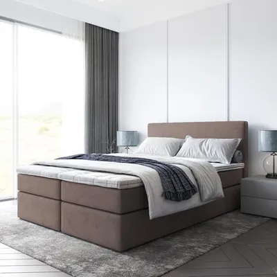 Produktbild von Bett Boxspringbett TOP, OHNE Topper mit Bettkästen - Doppelbett, Stauraum, Schlafzimmer, Polsterbett, Bettgestell (180x200, Braun - ITAKA 20)