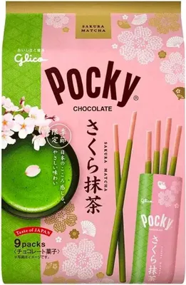 Produktbild von Glico Pocky Sakura Matcha 9er-Packung