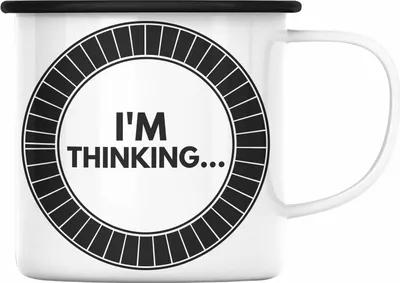 Produktbild von Trendation - Lustige Gamer Emaille Tasse Zocker Geschenk Gamer Gamergirl Geschenkidee Geburtstag I'm Thinkin (Schwarz)