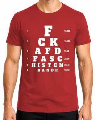 Immagine prodotto di T-shirt da uomo, rossa, taglia XL, con scritta: "F C K AFD FASCHISTEN BANDE" (traduzione letterale: "Fanculo AFD, fascisti, banda")