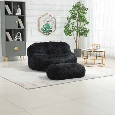 Productafbeelding van AIORBER Kunstleren relaxfauteuil, zitzakstoel, comfortabele bank, geschikt om op te zitten en te liggen, voor woonkamer, appartement, slaapkamer, afmetingen 105x73x30 cm