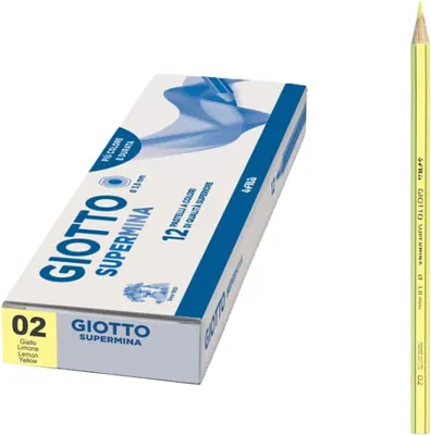 Zdjęcie produktu dla Kredki Giotto Supermina Premium Yellow Lemon 12szt sześciokątne 3,8mm Mina 239002