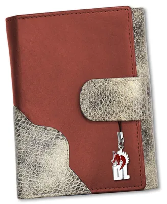 Produktbild von DrachenLeder Brieftasche rot grau Leder Portemonnaie hoch D2OPS700R