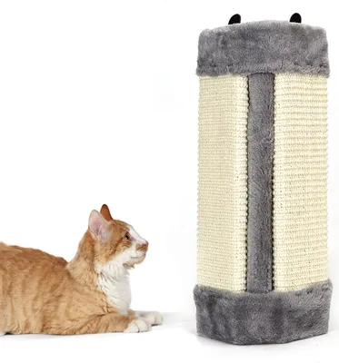 Produktbild von Eckkratzbrett Katzenkratzbrett Kantenschutz Kratzbrett Sisalbrett Kantschutz Eckenschutz Kratzecke Wandschutz Natursisal, Grau 41 * 24 * 2,5cm