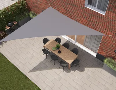 Produktbild von Kopu Sonnensegel Dreieckig Grau 5x5x7,1m Polyester versiegelte Nähte 8mm Edelstahl-Eckpunkte schmutzabweisend