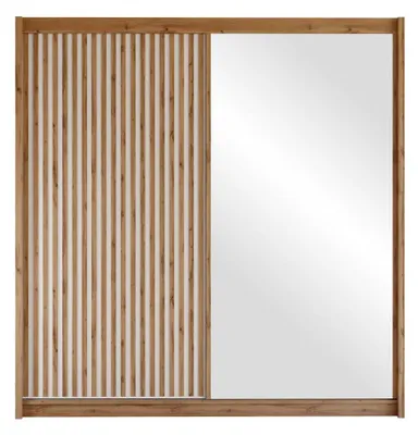 Produktbild von MIRJAN24 Kleiderschrank London 203 L, Schlafzimmer, Schiebetüren, mit Kleiderstange, Modern, Garderobenschrank (Farbe: Wotan Eiche / Wotan Eiche + Weiß)