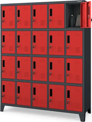 Immagine prodotto di Armadietto 5B4A Armadietto con 20 scomparti Armadietto in metallo verniciato a polvere 172 cm x 136 cm x 45 cm Rosso antracite
