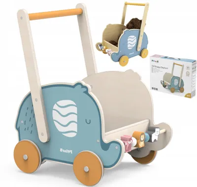 Immagine prodotto di VIGA PolarB Carrello in legno 2 in 1: girello e spintore a forma di elefantino
