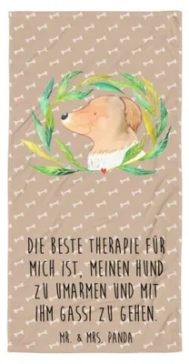 Produktbild von Mr. & Mrs. Panda Duschtuch Hund Blumen - Hundeglück - Geschenk, Umarmen, Hunde, Badelaken, Großes Badehandtuch, Duschhandtuch, Hundeliebe, Sprüche, Strandtuch, Handtuch