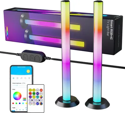 Produktbild von Zwei 14-Zoll-RGB-Desktop-Gaming-Leuchten – Smarte Lichtleisten mit Musiksync für Computertisch & Schreibtischdekoration