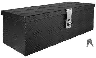 Produktbild von Werkzeugkiste aus Aluminium, schwarz - 59 x 23 x 19 cm - Wasserdicht - Zusammenklappbar - Transportbox